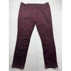 Fried-Denim Men's Skinny Maroon Stretch Denim Jeans - Size 36x30 (37x28)
